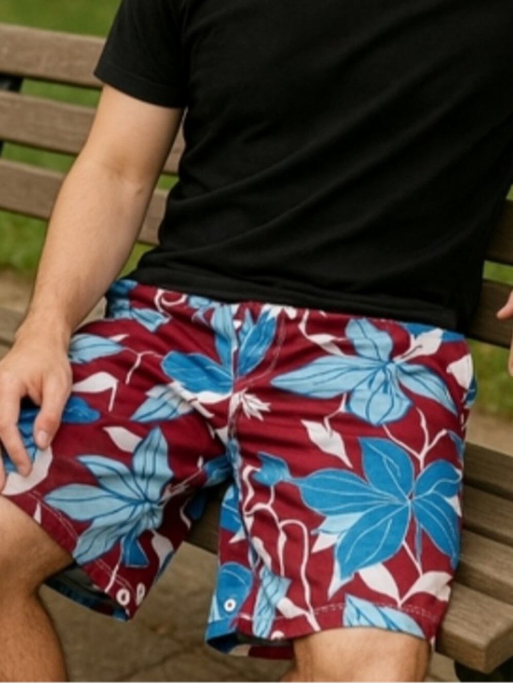 Men's Floral Blue and Red Shorts